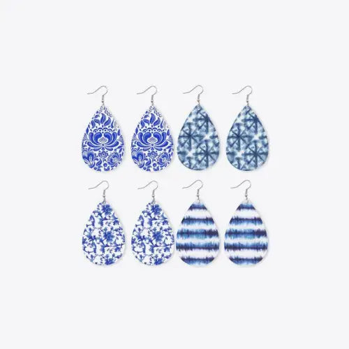 Printed PU Teardrop Earrings - CM Fashion