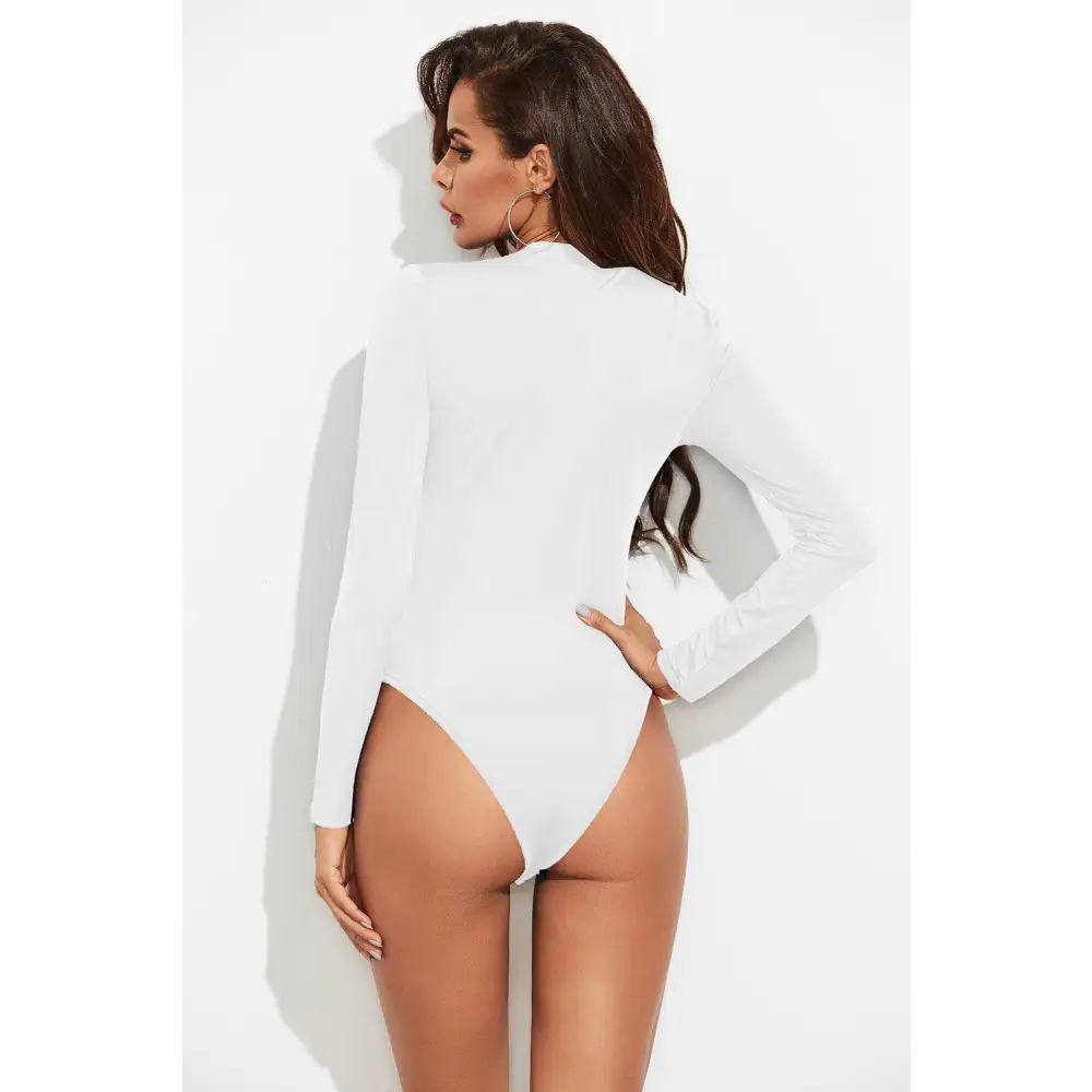 Half Button Round Neck Long Sleeve Bodysuit