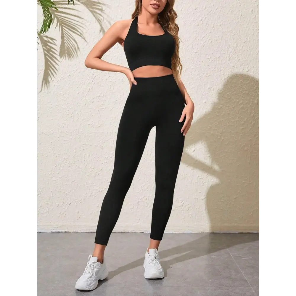 Trendy Qstyle Halter Neck Top and Pants Active Set with Original Tags