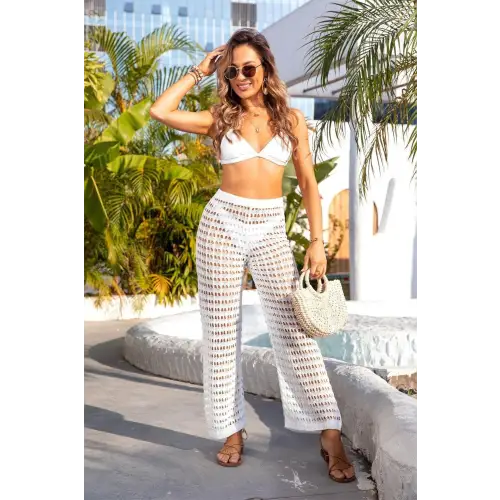 Heavenly Angel Wings Openwork Mid-Rise Crochet Swim Pants