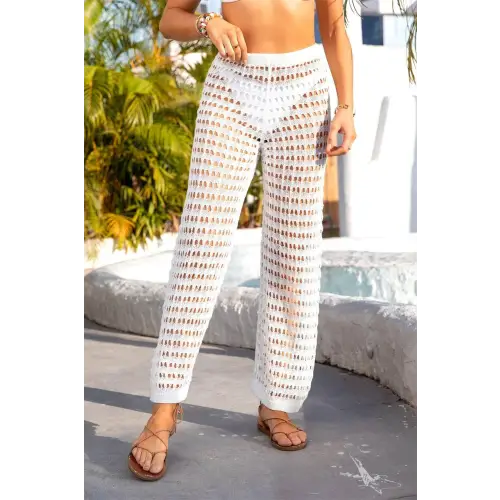 Heavenly Angel Wings Openwork Mid-Rise Crochet Swim Pants