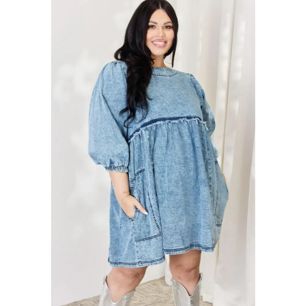 Showstopping Oversized Denim Babydoll Dress