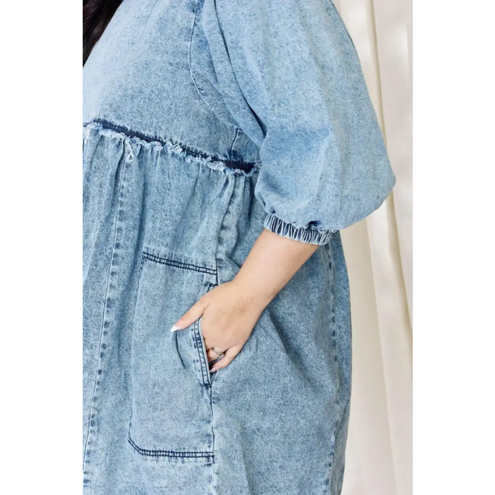 Showstopping Oversized Denim Babydoll Dress