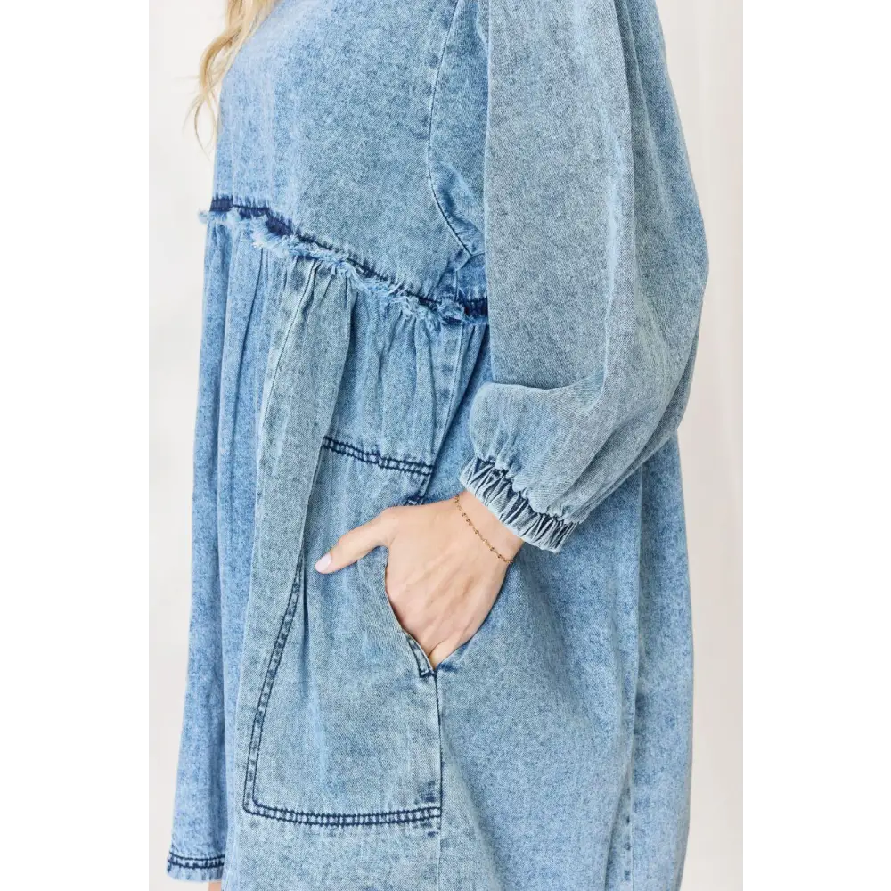 Showstopping Oversized Denim Babydoll Dress