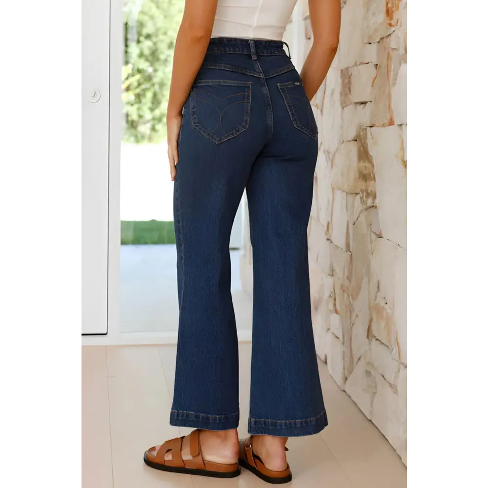 High Waist Bootcut Jeans with Pockets