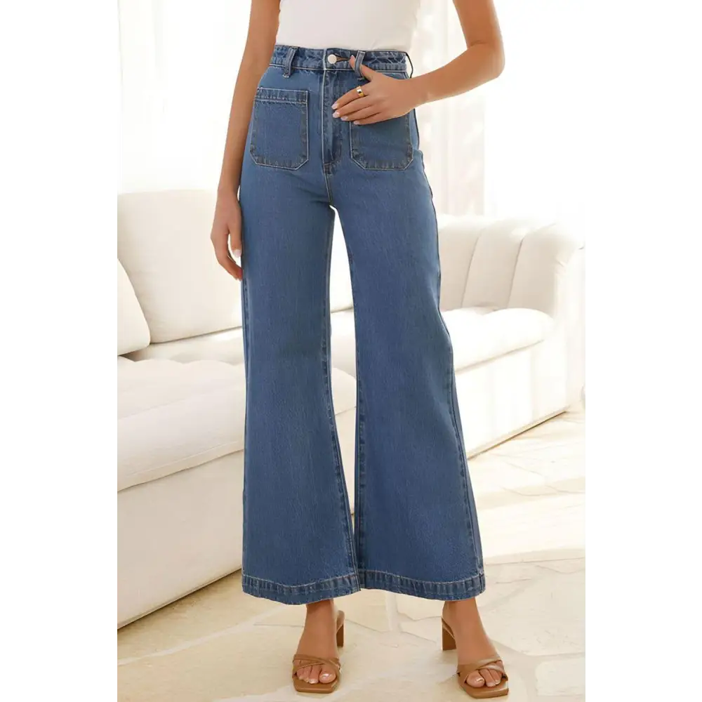 High Waist Bootcut Jeans with Pockets