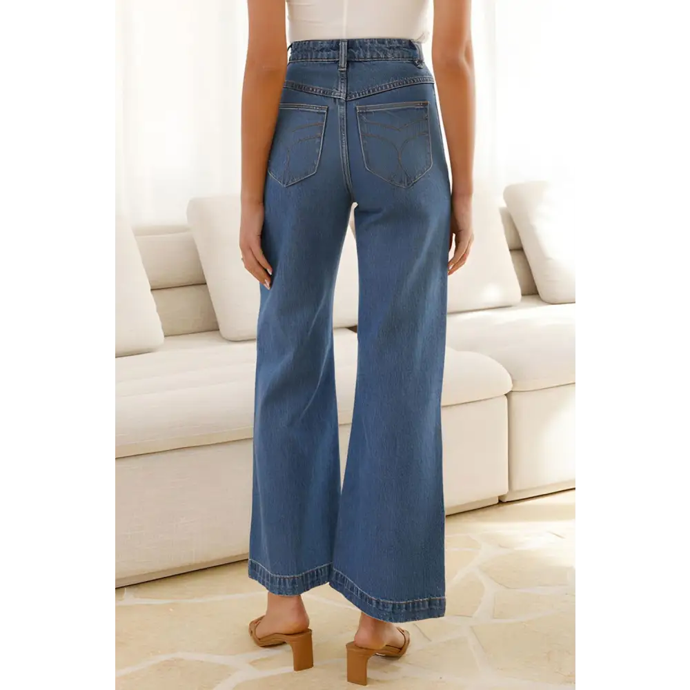 High Waist Bootcut Jeans with Pockets