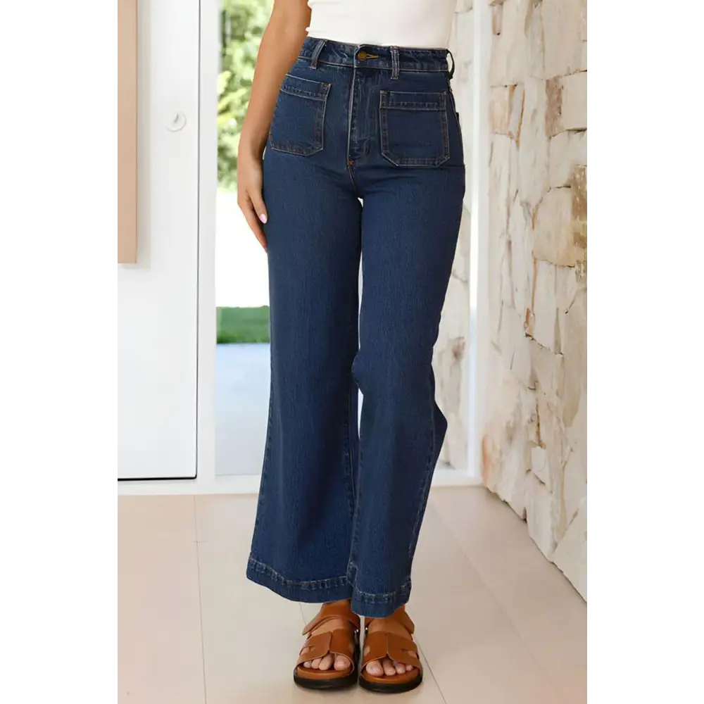 High Waist Bootcut Jeans with Pockets