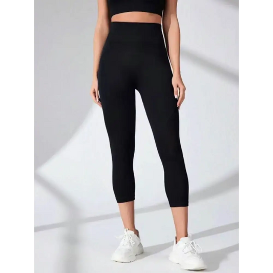 High Waist Cropped Active Leggings - Black / S - CynthiaMonica CM