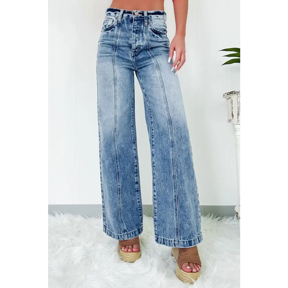 Trendy High Waist Wide Leg Jeans with Original Tags