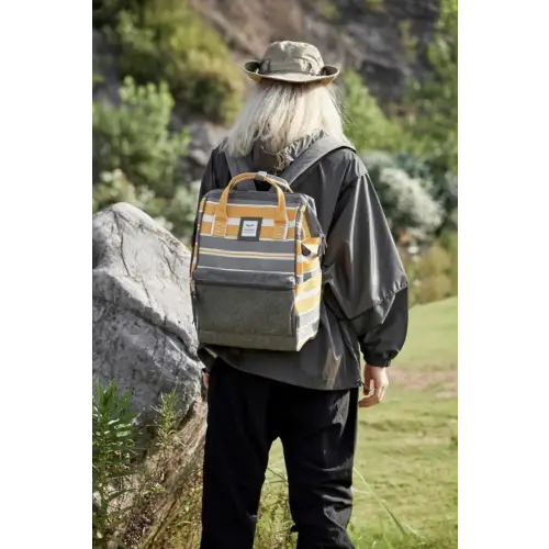 Striped Nylon Backpack