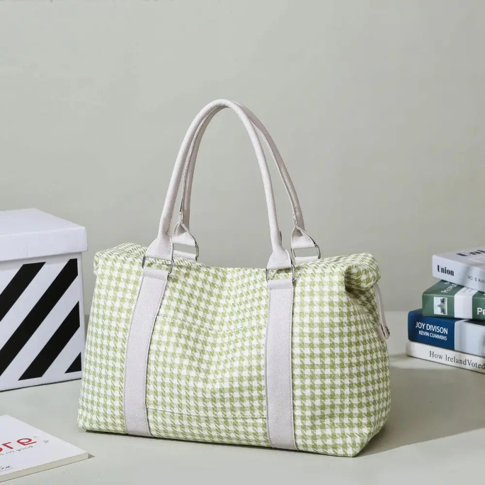 Stylish Houndstooth Canvas Travel Bag with Original Tags