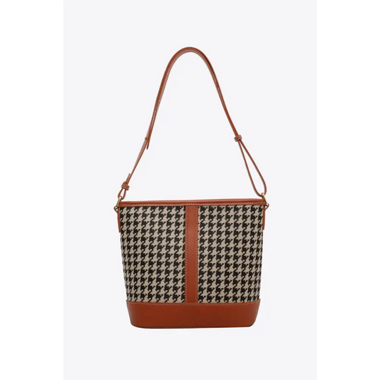 Houndstooth PU Leather Shoulder Bag - CM Fashion