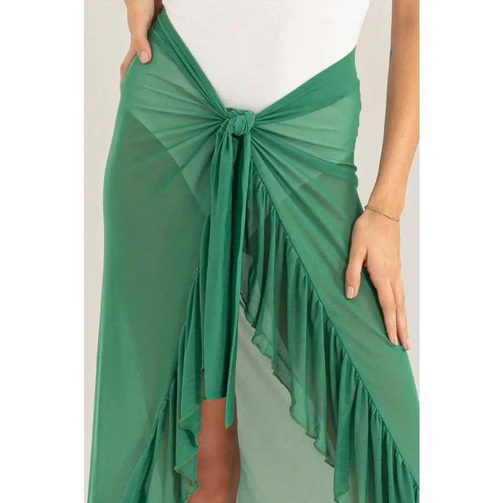 Flirty Green HYFVE Ruffle Trim Sarong Skirt for Beach Glamour