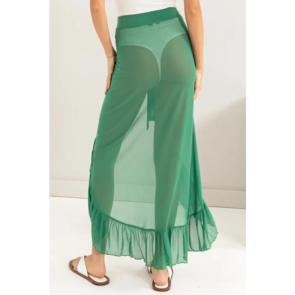 Flirty Green HYFVE Ruffle Trim Sarong Skirt for Beach Glamour