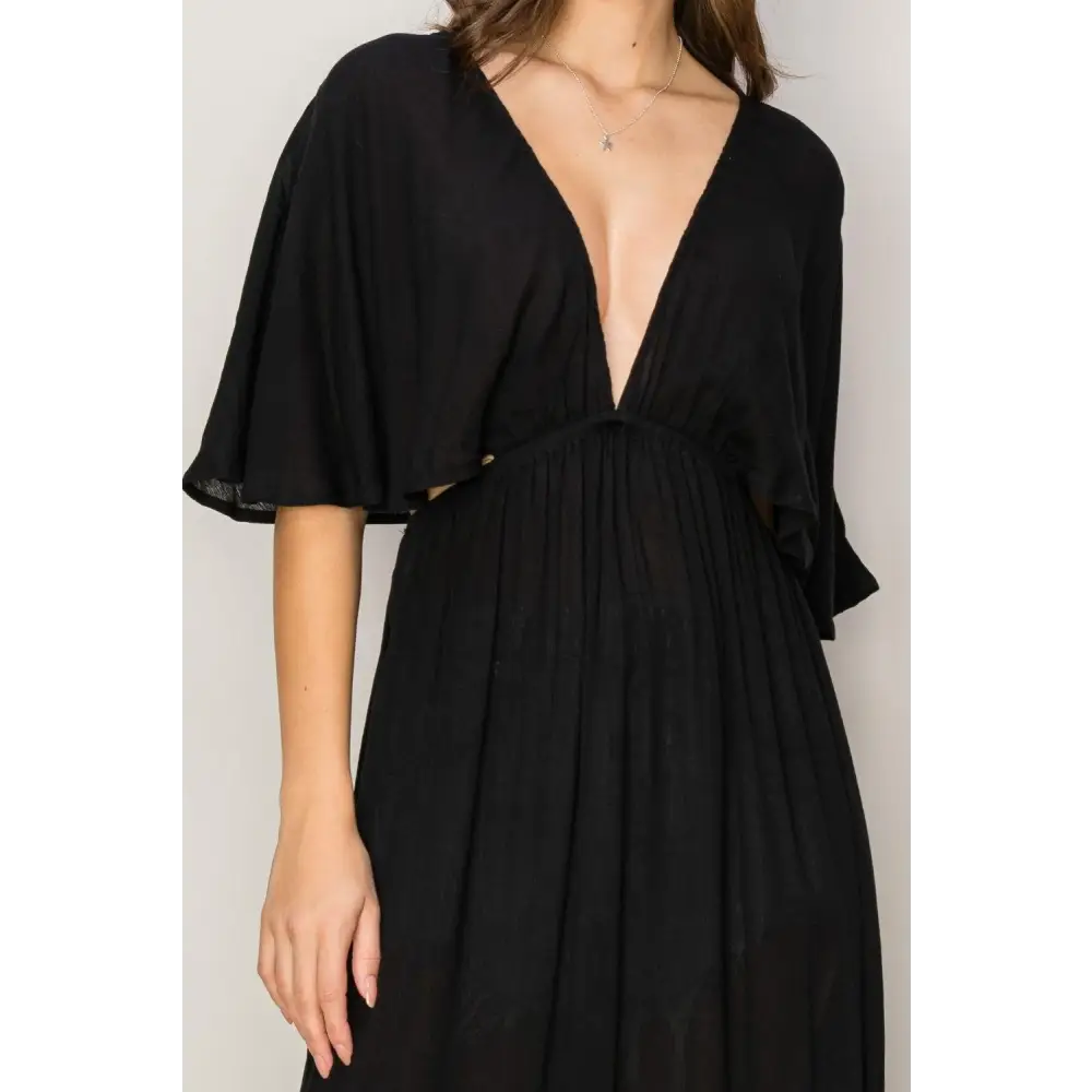 HYFVE Tie Back Maxi Split Cover Up Dress Stuns in Black