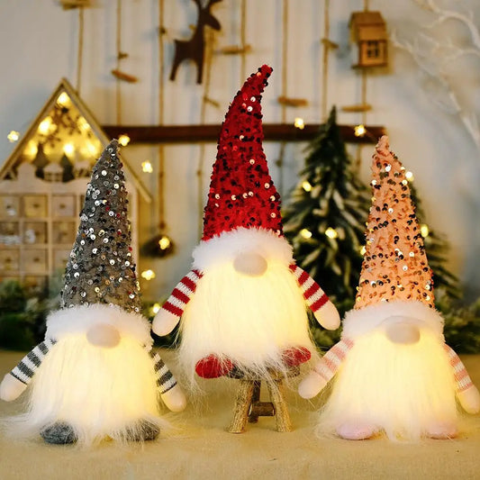 Sequin Light-Up Faceless Gnome - CM Fashion