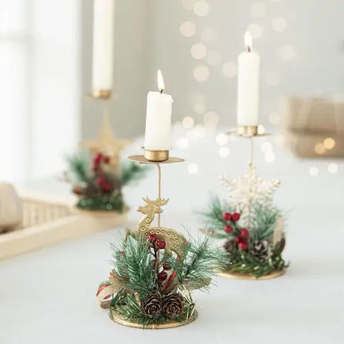 Iron Christmas Candlesticks