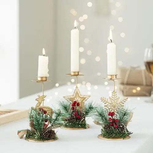 Iron Christmas Candlesticks