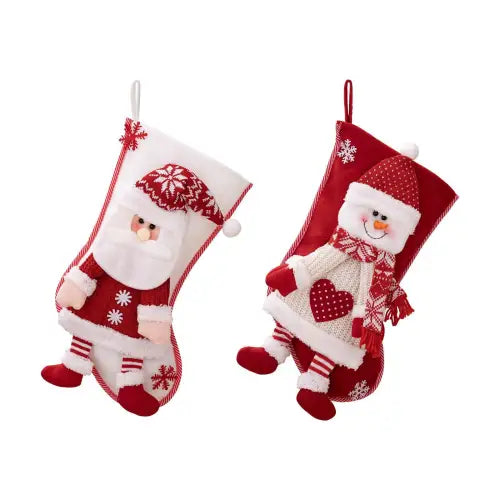 Jolly Santa and Snowman Christmas Stocking Hanging Widget