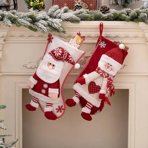 Jolly Santa and Snowman Christmas Stocking Hanging Widget