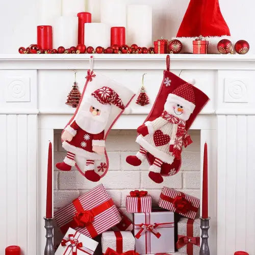 Jolly Santa and Snowman Christmas Stocking Hanging Widget