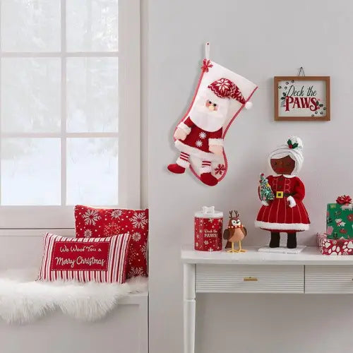 Jolly Santa and Snowman Christmas Stocking Hanging Widget