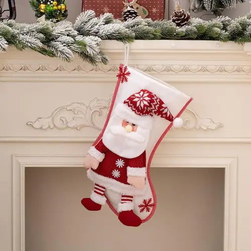 Jolly Santa and Snowman Christmas Stocking Hanging Widget