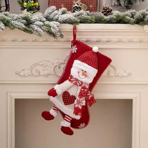 Jolly Santa and Snowman Christmas Stocking Hanging Widget