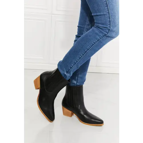 MMShoes Love the Journey Stacked Heel Chelsea Boot in Black - CM Fashion