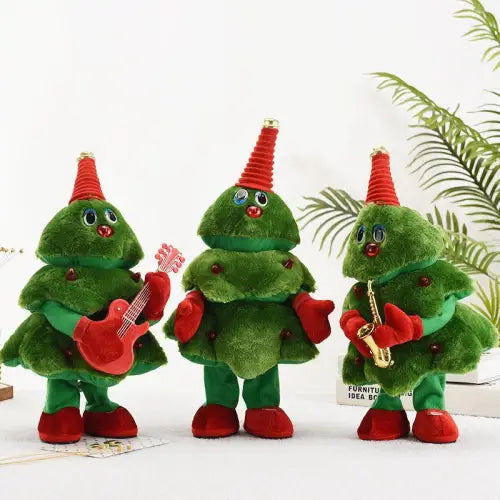 Joyful Dancing Singing Christmas Tree Plush Musicians for Festive Cheer 