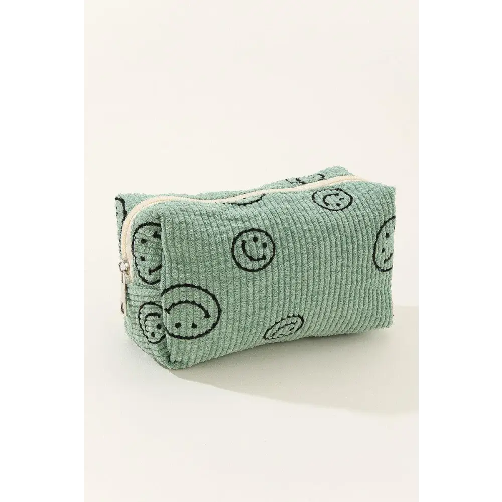 Joyful Zenana Smiley Face Corduroy Cosmetic Pouches for Ultimate Fun