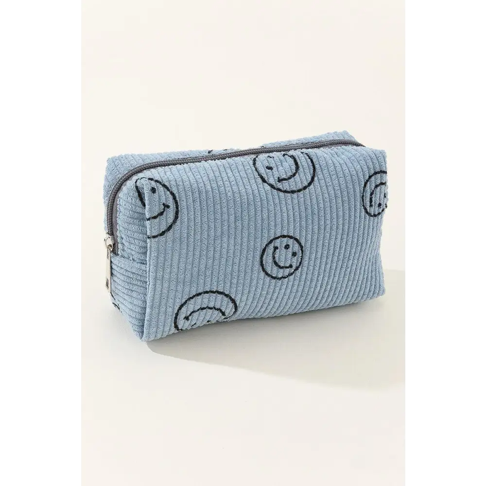 Joyful Zenana Smiley Face Corduroy Cosmetic Pouches for Ultimate Fun