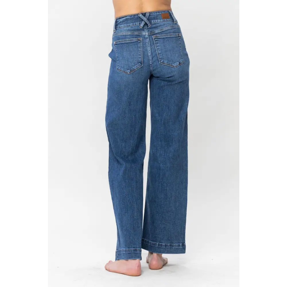 Stylish Judy Blue Double Button Wide Leg Jeans for Trendy Looks