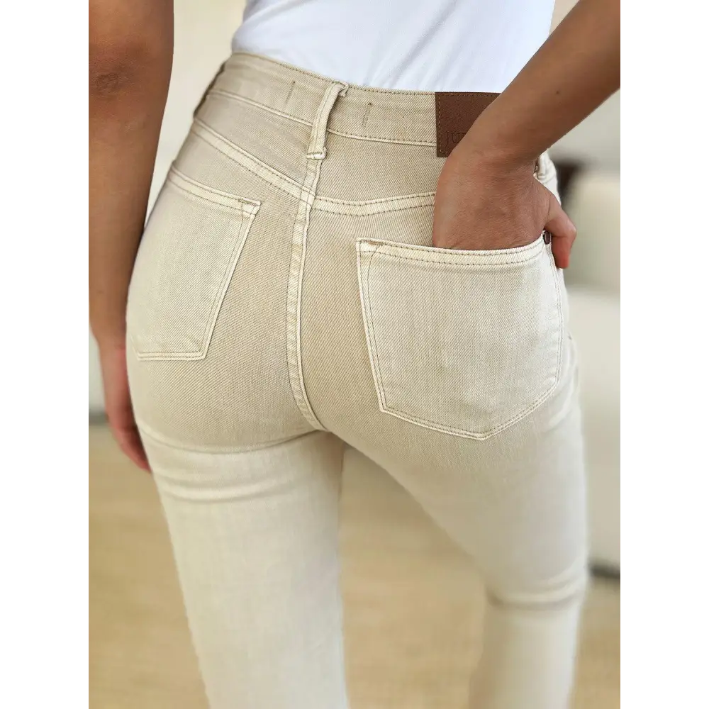 Slimming Garment Dyed Tummy Control Skinny Jeans for a Flawless Fit