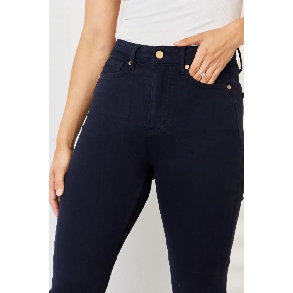 Sculpt Your Silhouette with Garment Dyed Tummy Control Skinny Jeans