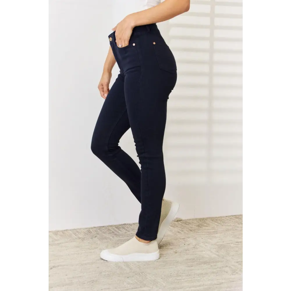 Sculpt Your Silhouette with Garment Dyed Tummy Control Skinny Jeans