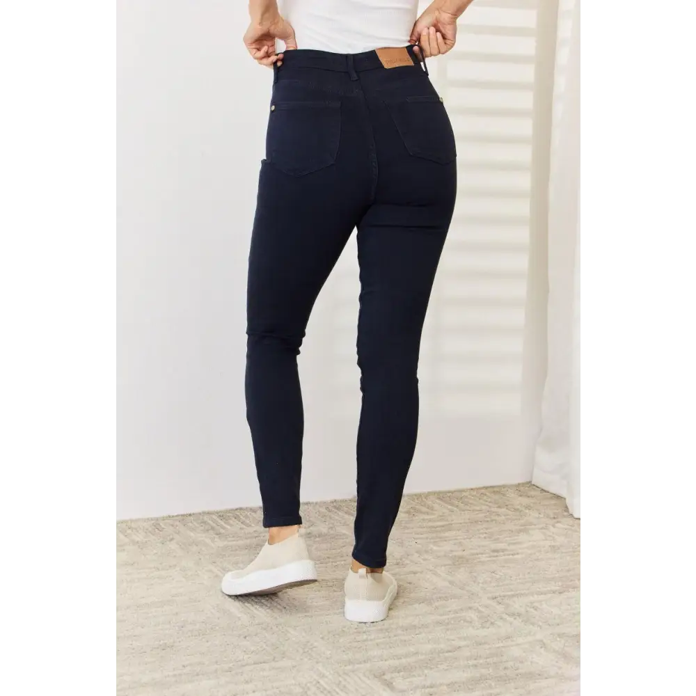 Sculpt Your Silhouette with Garment Dyed Tummy Control Skinny Jeans