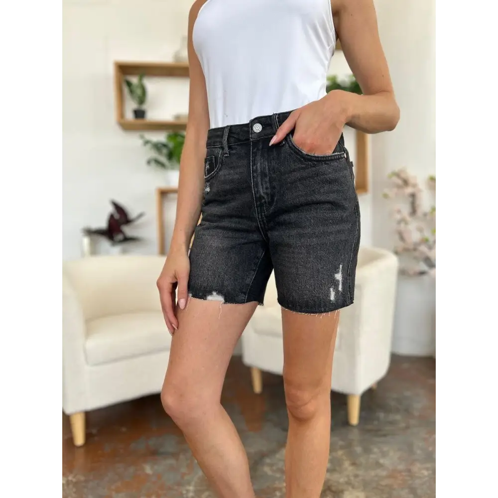 Judy Blue High Waist Rigid Magic Denim Shorts Transform Your Look