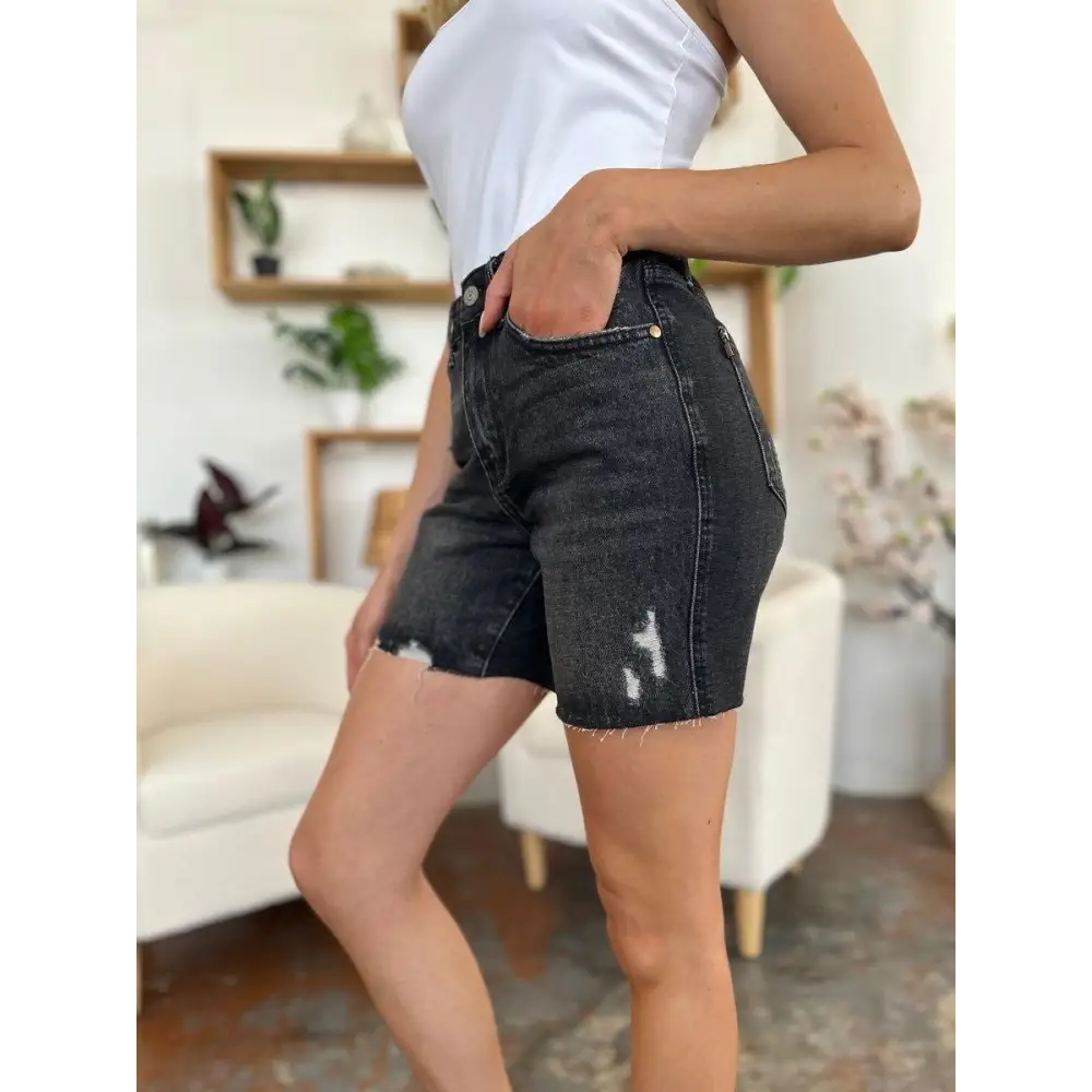 Judy Blue High Waist Rigid Magic Denim Shorts Transform Your Look