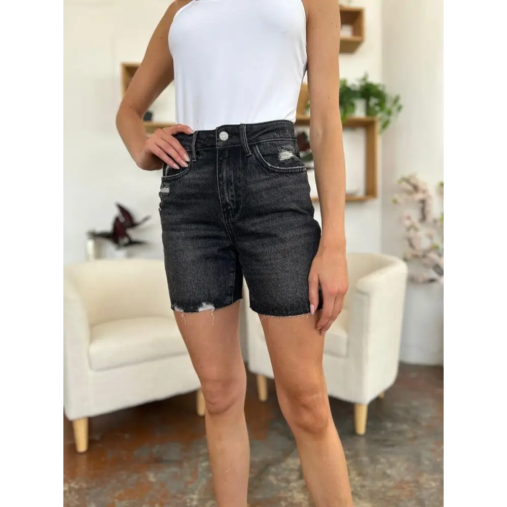 Judy Blue High Waist Rigid Magic Denim Shorts Transform Your Look