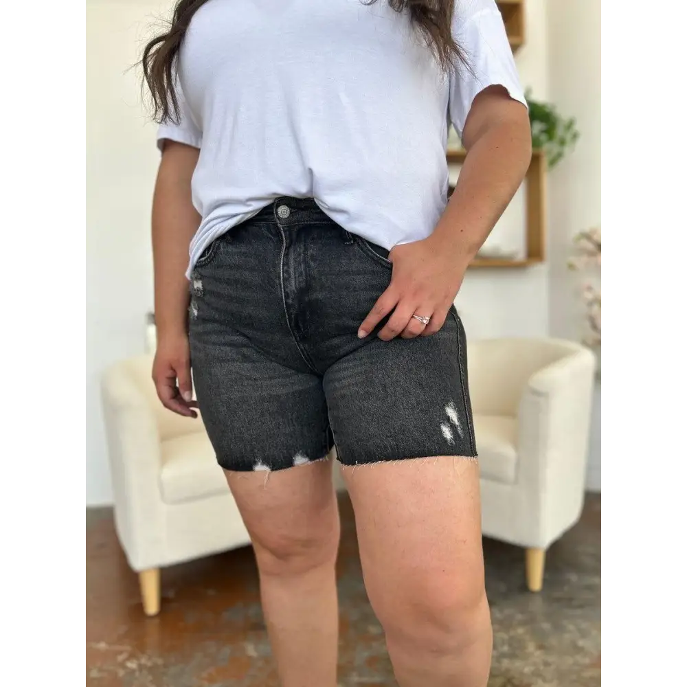 Judy Blue High Waist Rigid Magic Denim Shorts Transform Your Look