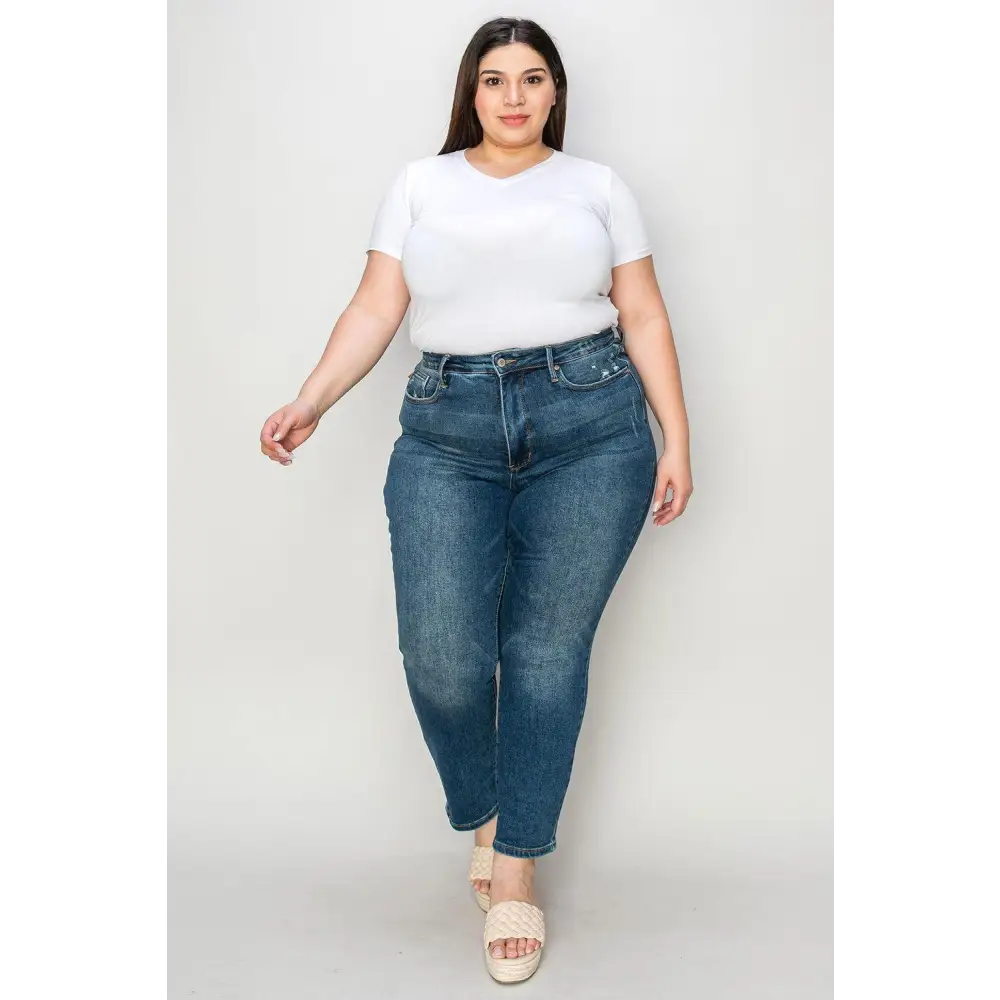 Judy Blue Tummy Control High Waist Slim Jeans for Full Figures