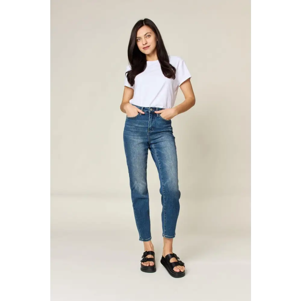 Judy Blue Tummy Control High Waist Slim Jeans for Full Figures