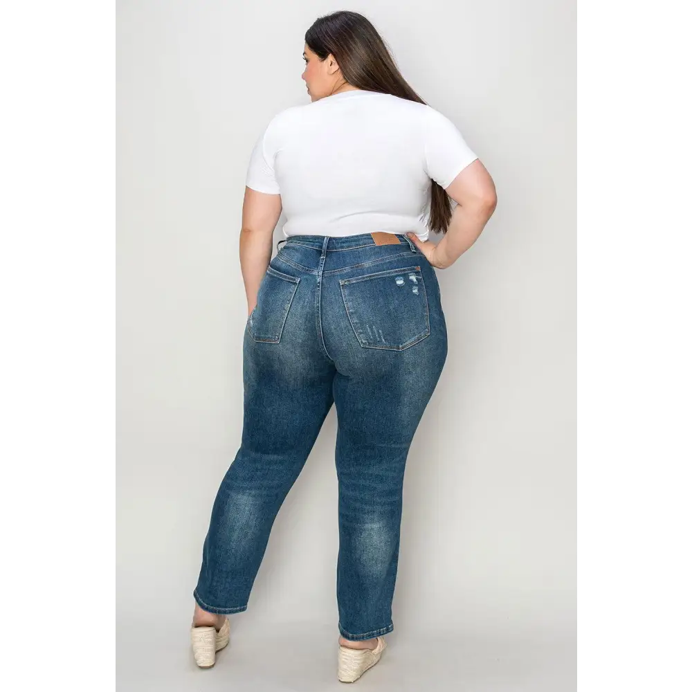 Judy Blue Tummy Control High Waist Slim Jeans for Full Figures