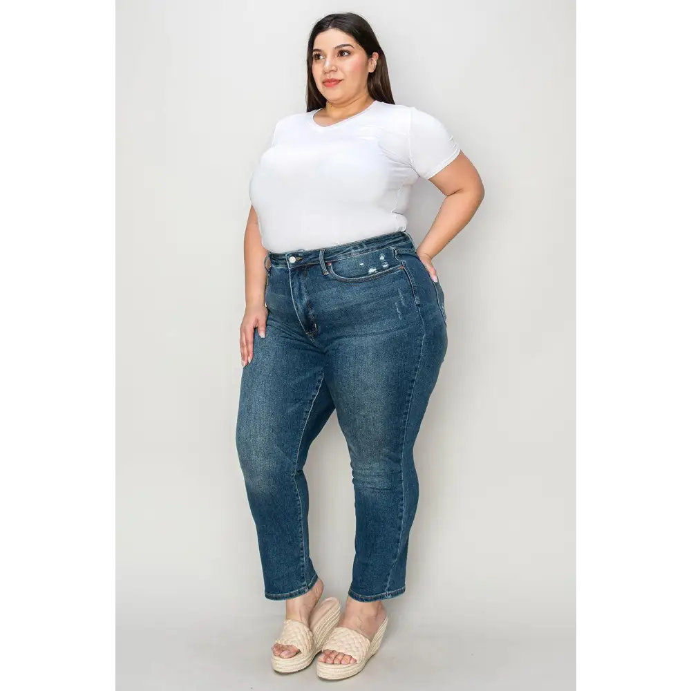 Judy Blue Tummy Control High Waist Slim Jeans for Full Figures