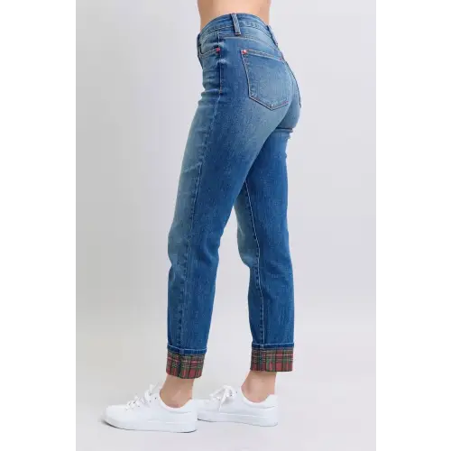 Plaid Straight Leg Jeans