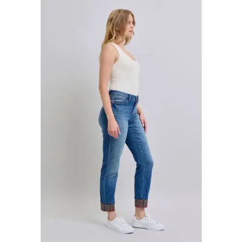 Plaid Straight Leg Jeans