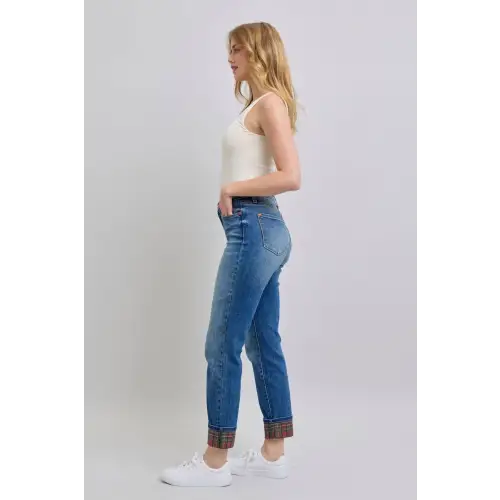 Plaid Straight Leg Jeans