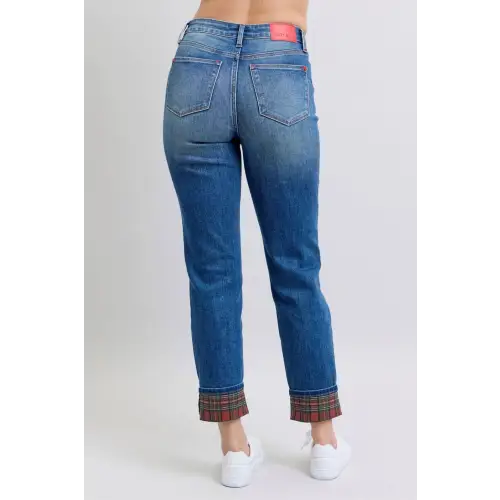Plaid Straight Leg Jeans
